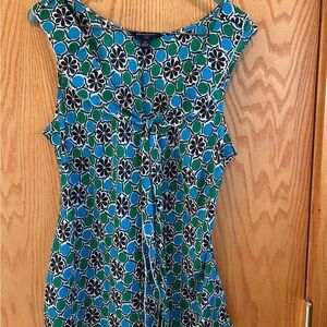 Banana Republic Blue Green Ruffled Tie Front Blouse